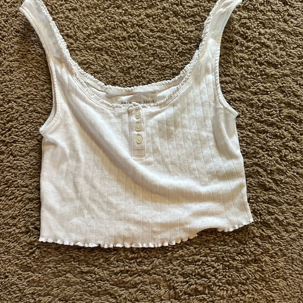 American Eagle Outfitters White Buttoned Top